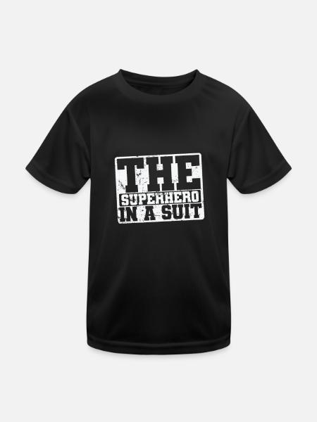 The Superhero in a Suit - Kinder Funktions-T-Shirt - Schwarz - Vorne