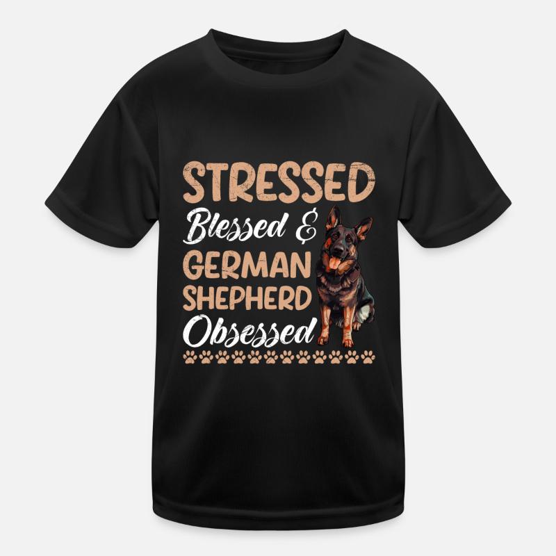 German Shepherd STRESSED OBSESSED Kids Functional T-Shirt