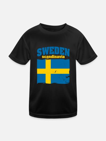 Schweden Souvenir Skandinavien Wikinger - Kinder Funktions-T-Shirt - Schwarz - Vorne