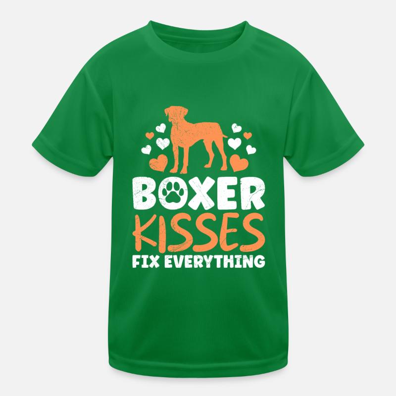 BOXER KISSES FIX EVERYTHING German Boxer Kids Functional T-Shirt