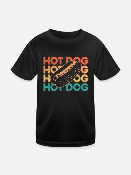 Hot Dog Adult Retro Vintage Hot - Kinder Funktions-T-Shirt - Schwarz - Vorne