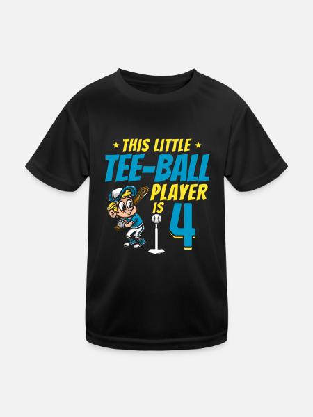 Tee-ball player Party 4th Birthday Tee-ball player - Kinder Funktions-T-Shirt - Schwarz - Vorne