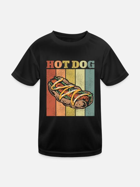 Hot Dog Adult Vintage Retro Hot - Kinder Funktions-T-Shirt - Schwarz - Vorne