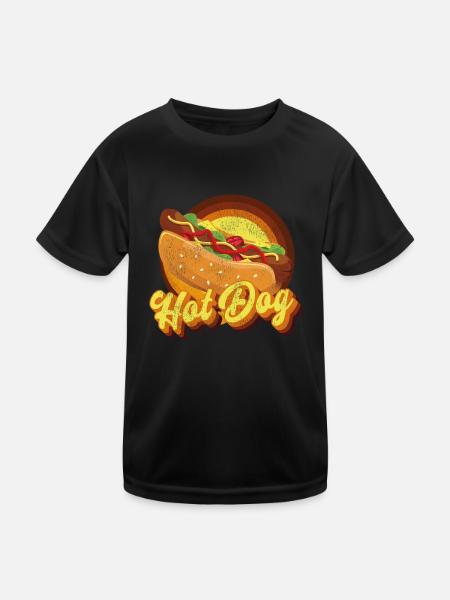 Hot Dog Adult Retro Vintage Hot - Kinder Funktions-T-Shirt - Schwarz - Vorne