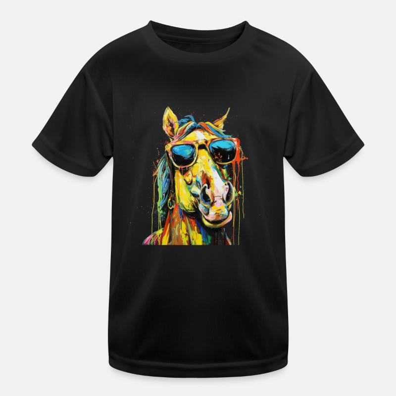 Lunettes de soleil cool cheval couvert de peinture arc-en-ciel 2 T-shirt sport Enfant