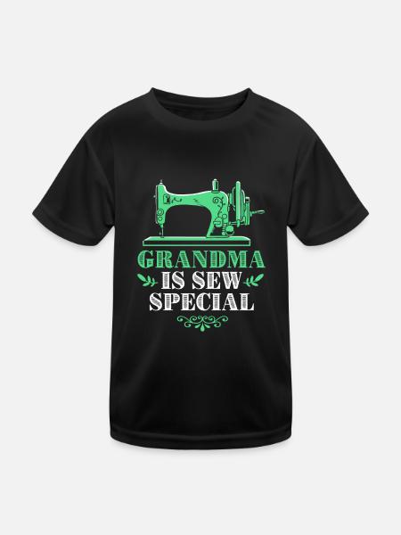 Couturière à la machine à coudre grand-mère grand-mère - T-shirt sport Enfant - noir - Devant