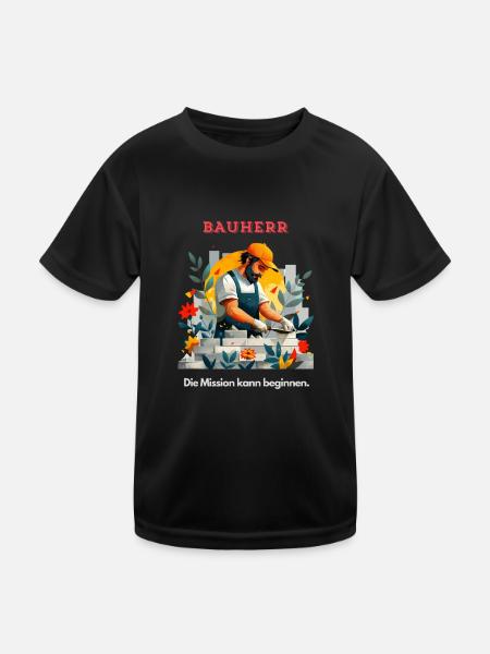 Mason Builder House Building Craft Gift - Kids Functional T-Shirt - black - Front