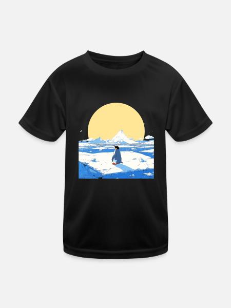 Pinguin Eisige Landschaft Kawaii Pinguin Niedlich - Kinder Funktions-T-Shirt - Schwarz - Vorne