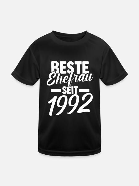 Valentinstag Beste Ehefrau Seit 1992 - Kinder Funktions-T-Shirt - Schwarz - Vorne