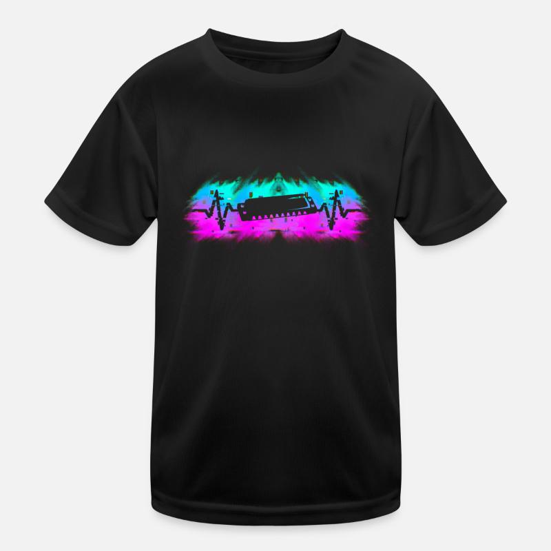 Harmonica player musician heartbeat Kids Functional T-Shirt