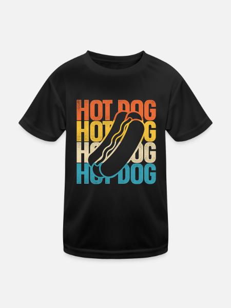 Hot Dog Adult Retro Vintage Hot - Kinder Funktions-T-Shirt - Schwarz - Vorne