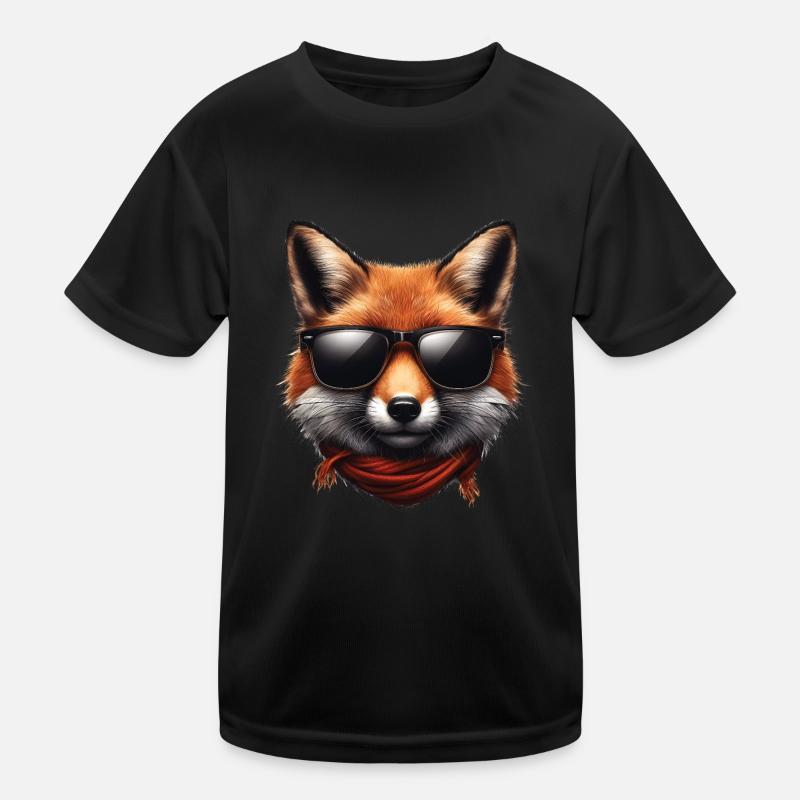 Fuchs Mit Sonnenbrille, Digitale Kunst, Wildtier Kinder Funktions-T-Shirt