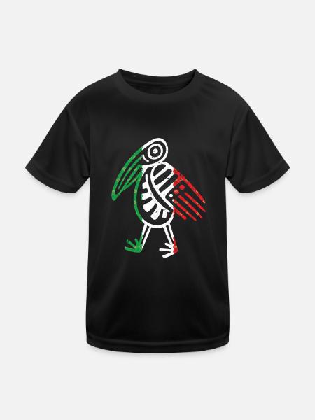 Aztekensymbol mexikanische Maya mexikanische Flagge Schuhschnabel - Kinder Funktions-T-Shirt - Schwarz - Vorne
