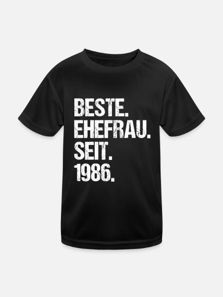 Valentinstag Beste Ehefrau Seit 1986 - Kinder Funktions-T-Shirt - Schwarz - Vorne