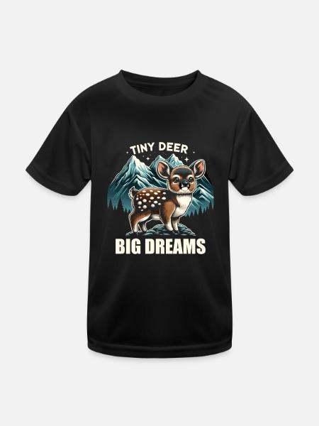 Niedlicher Pudu-hirsch Südamerika Cartoon-hirsch - Kinder Funktions-T-Shirt - Schwarz - Vorne