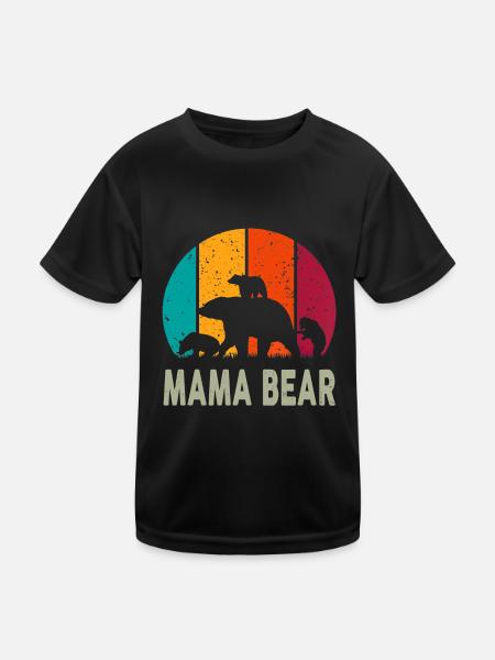 Mama Bär 3 Kinder Lustiges Muttertags-Muttergeschenk - Kinder Funktions-T-Shirt - Schwarz - Vorne