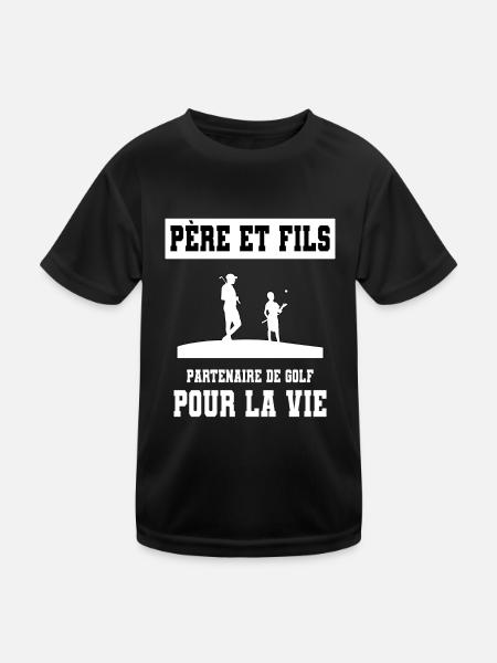 Golf Vater und Sohn Duo Mann Papa Golfer - Kinder Funktions-T-Shirt - Schwarz - Vorne