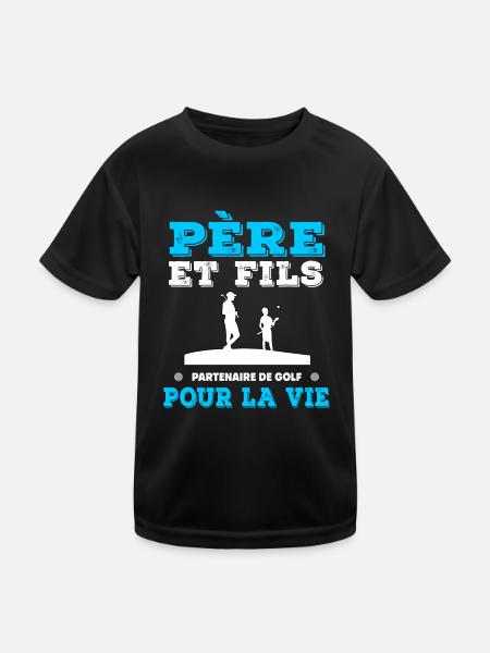 Vater und Sohn Golfpartner Vater Papa Golfer - Kinder Funktions-T-Shirt - Schwarz - Vorne
