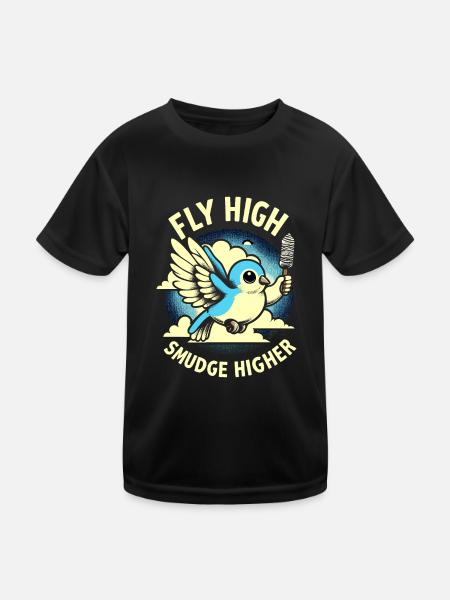 Smudge Sage Feder Spirituelle Hexerei Meditieren - Kinder Funktions-T-Shirt - Schwarz - Vorne