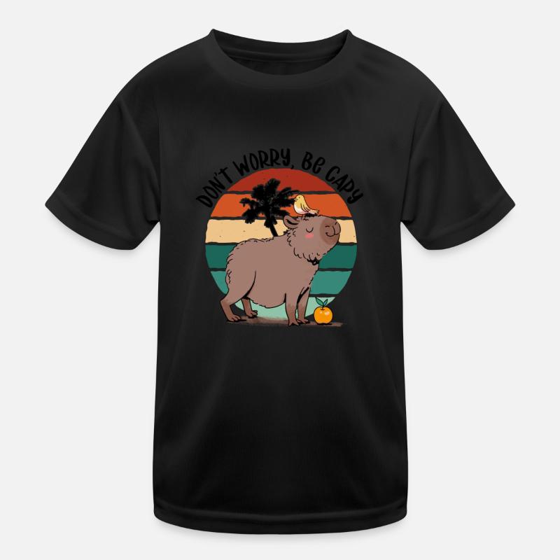 Mignon Ne t’inquiète pas, sois Cappy Capybara - T-shirt sport Enfant - noir