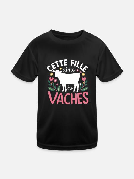Just a Girl Who Loves Free-Range Cows - Kids Functional T-Shirt - black - Front