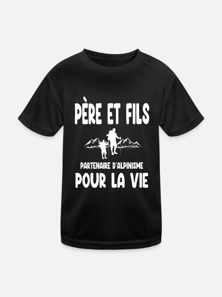 alpinisme père et fils partenaire pour la vie papa - T-shirt sport Enfant - noir - Devant