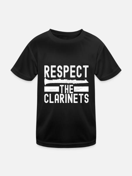 Klarinette Blasinstrument Klarinettenspieler - Kinder Funktions-T-Shirt - Schwarz - Vorne
