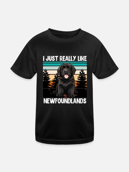 Neufundländer I JUST REALLY LIKE NEWFOUNDLANDS - Kinder Funktions-T-Shirt - Schwarz - Vorne