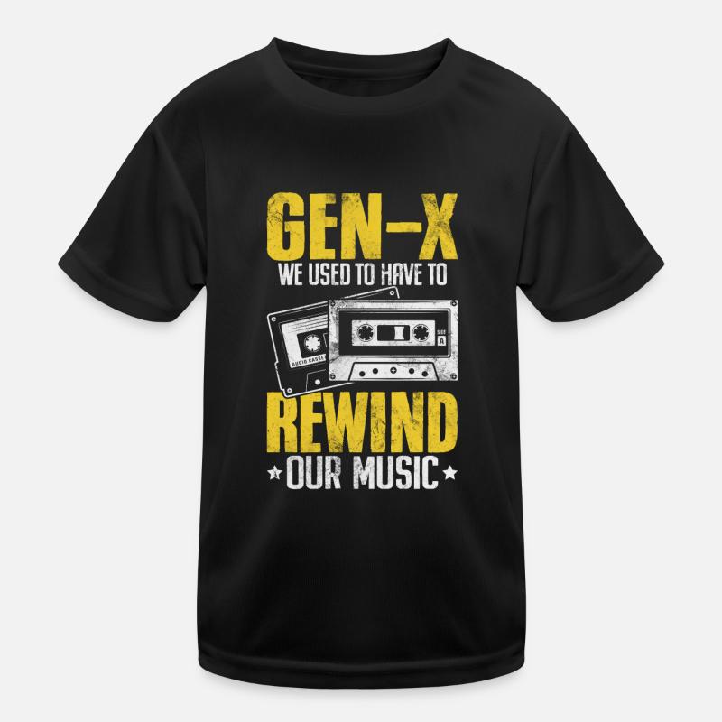 Funny Generation X Music Rewind Xennials Gen X Kids Functional T-Shirt