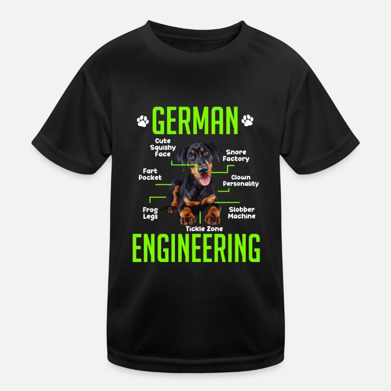 Dobermans GERMAN ENGINEERING Funny Kids Functional T-Shirt
