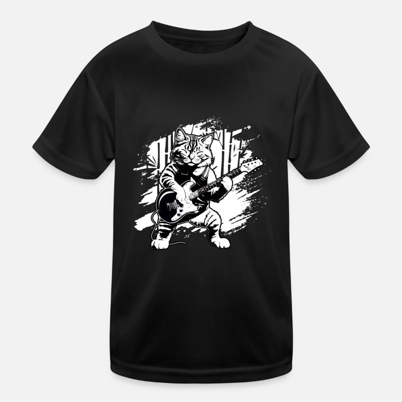 Katze spielt Akustikgitarre Instrumente Awesome Kinder Funktions-T-Shirt