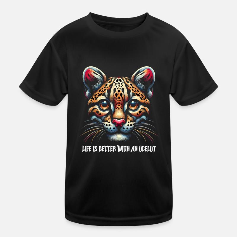 Ocelot Wild Cat Exotic Pets Jungle Big Cat Kids Functional T-Shirt