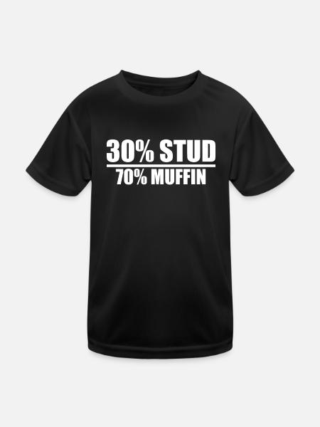 30% Stud 70% Muffin Funny Father's Day Valentines - Kinder Funktions-T-Shirt - Schwarz - Vorne