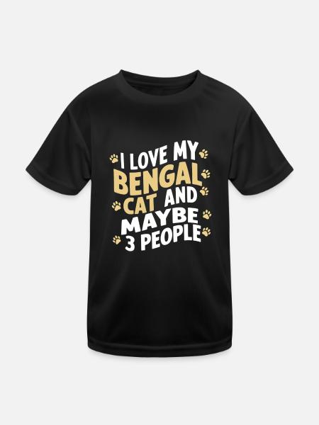 Katze Bengal Geschenk - Kinder Funktions-T-Shirt - Schwarz - Vorne