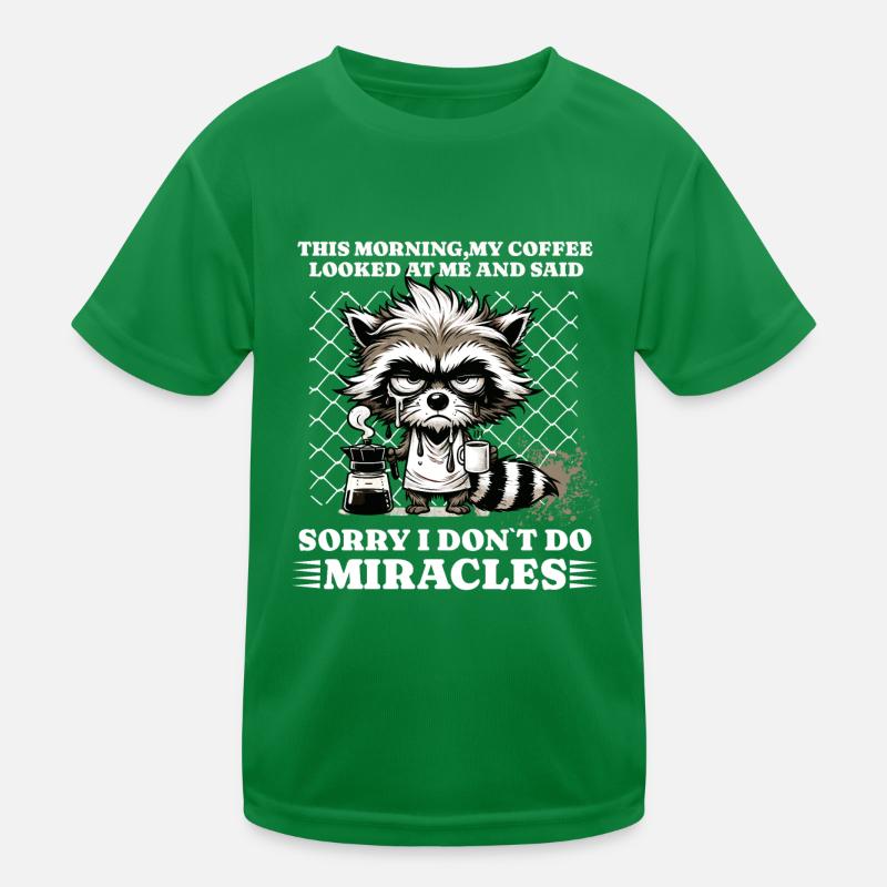 Morgenmuffel Kaffee lustiges Spruch racoon Kinder Funktions-T-Shirt
