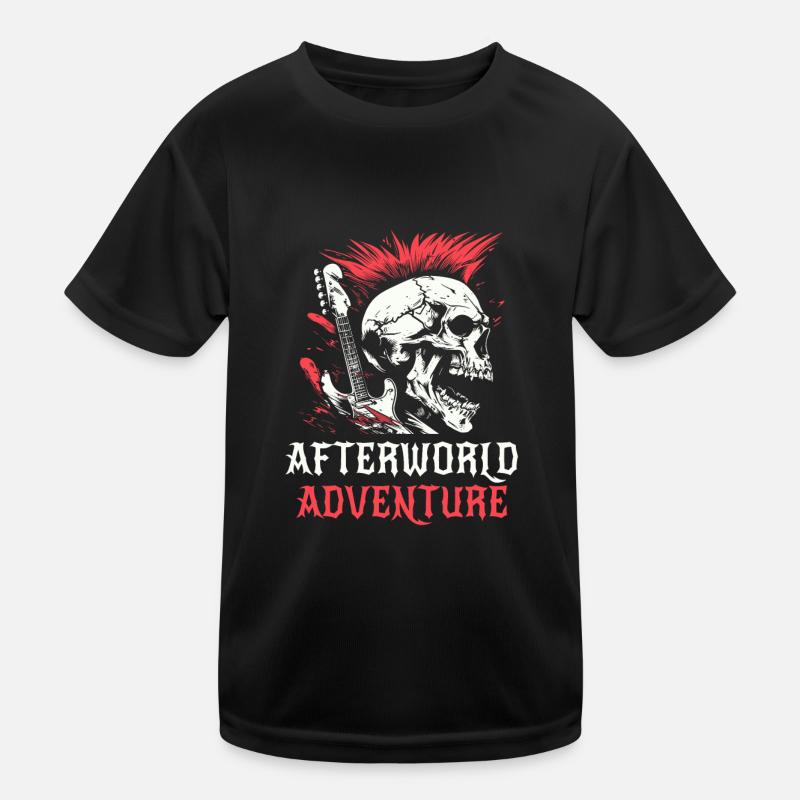 E Gitarre Elektrogitarre Schädel Kinder Funktions-T-Shirt