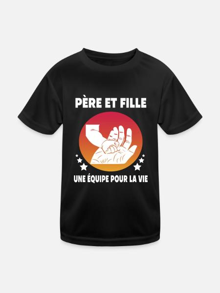 père fille main papa - T-shirt sport Enfant - noir - Devant