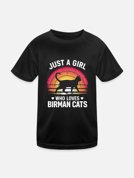 Katze Birma Geschenk - Kinder Funktions-T-Shirt - Schwarz - Vorne