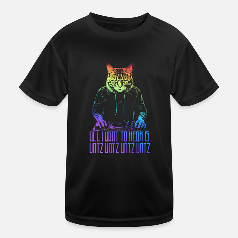 Disco-Katze Hardcore-Rave Musik Raver EDM DJ Kinder Funktions-T-Shirt