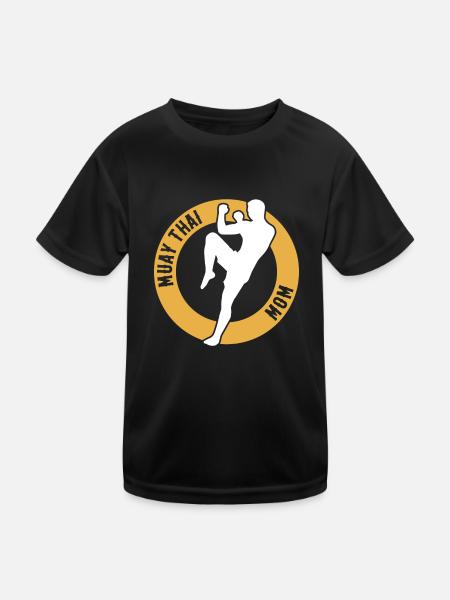 Muay Thai Fighter Mama Muay Thai Mom - Kinder Funktions-T-Shirt - Schwarz - Vorne