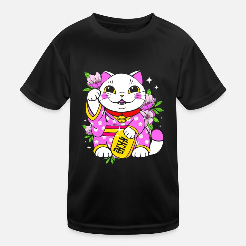 Maneki Neko Japan Glücksbringer Kinder Funktions-T-Shirt