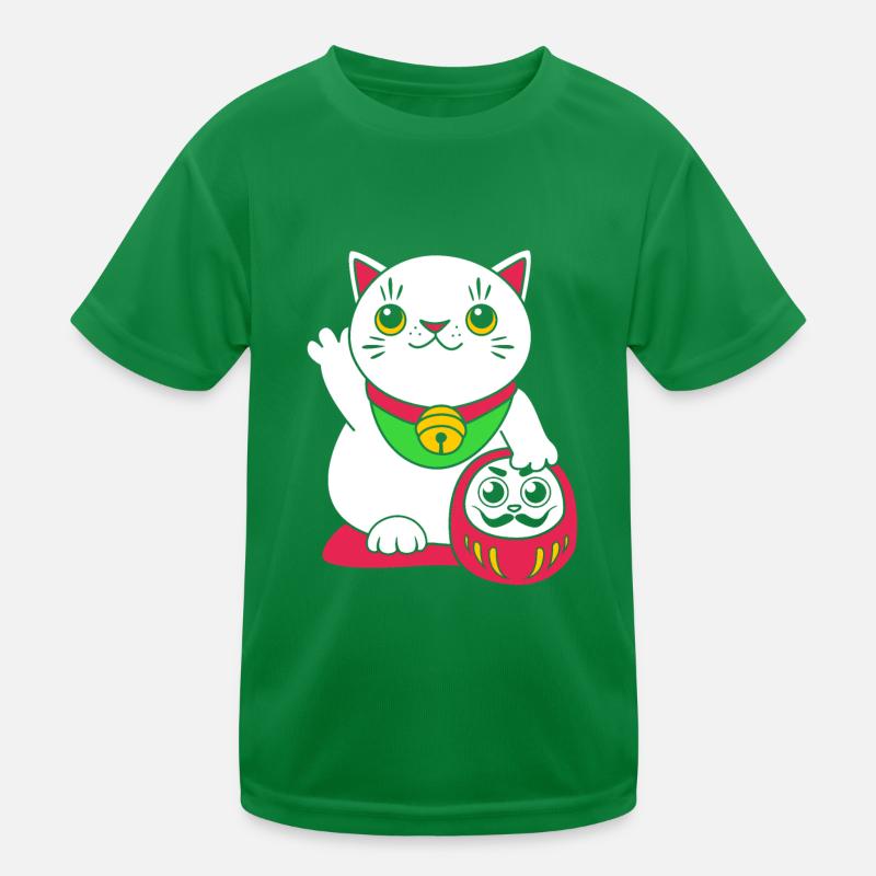 Maneki Neko Japan Lucky Charm Kids Functional T-Shirt