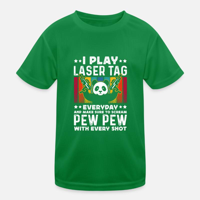Laser Tag Panda Pew Pew Retro Lasertag Geschenk Kinder Funktions-T-Shirt