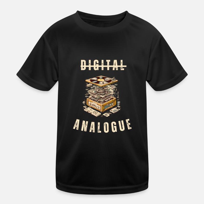 Analog Non Digital Vintage Turntable 80s Kids Functional T-Shirt