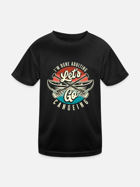 Retro Canoeist Canoe Sport Gift - Kids Functional T-Shirt - black - Front