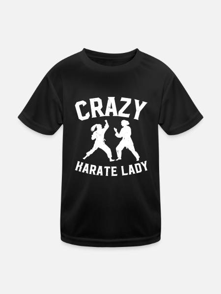 Crazy Karate Lady Karate - Kids Functional T-Shirt - black - Front