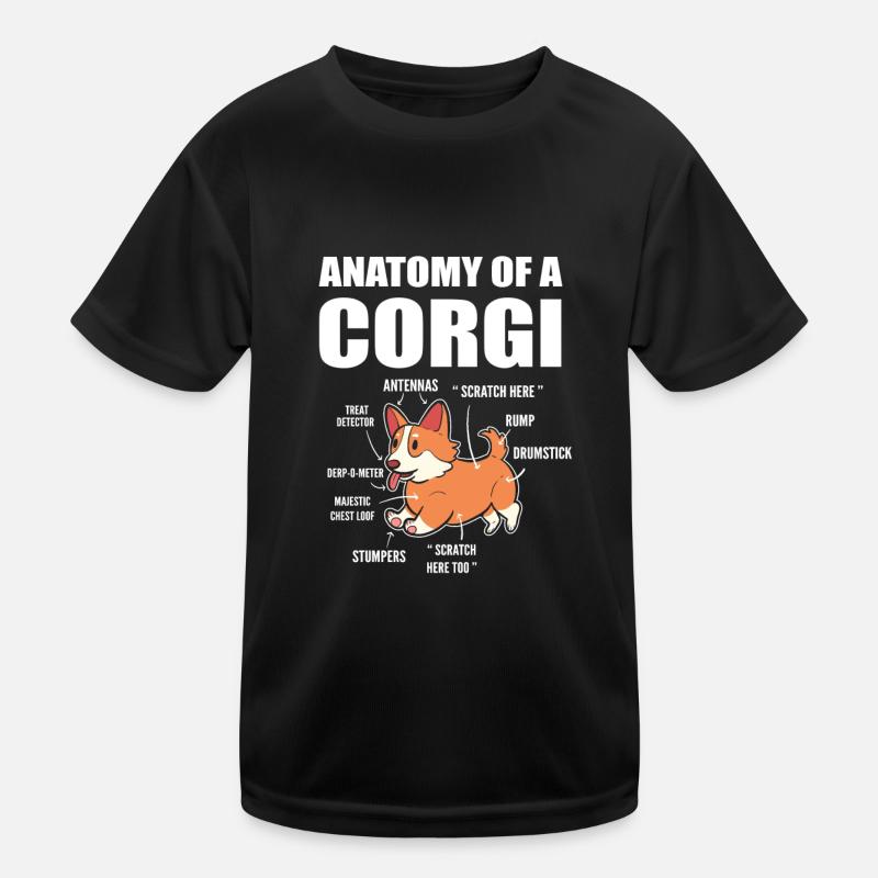 Corgi Anatomie Kinder Funktions-T-Shirt