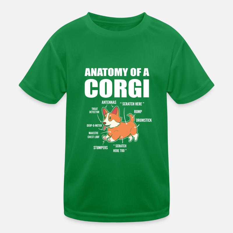 Corgi Anatomie Kinder Funktions-T-Shirt