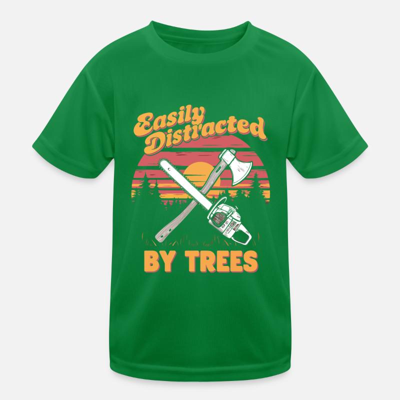 Facilement distrait par les arbres Conception forestière rustique T-shirt sport Enfant