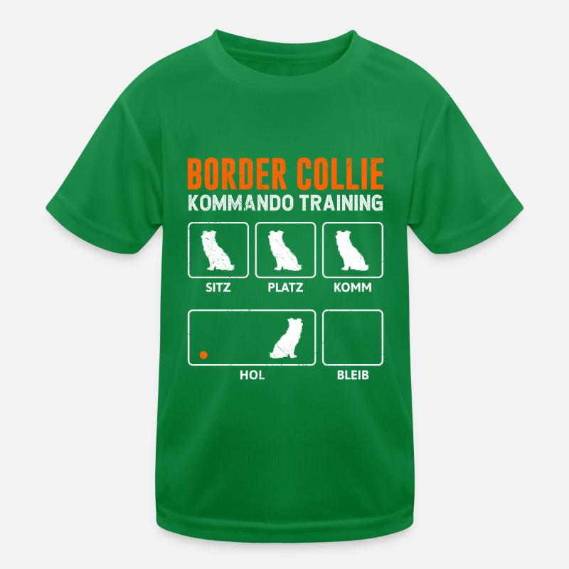 BORDER COLLIE COMMANDO TRAINING Funny Kids Functional T-Shirt